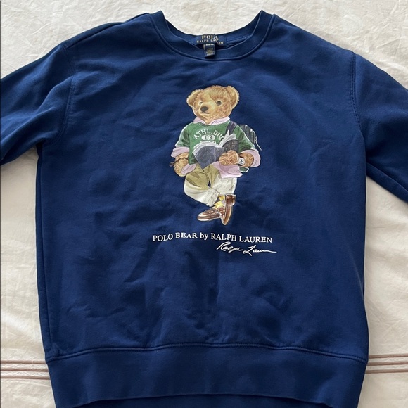 Polo by Ralph Lauren Navy Sweatshirt with Bear Graphic - Picture 1 of 3